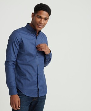 Superdry Edit Button Down Férfi Hosszú Ujjú Ing Sötétkék | SREWD8507